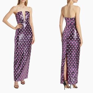 NWT Ramy Brook Ramona Geometric Sequined Strapless Gown Size 10 $695